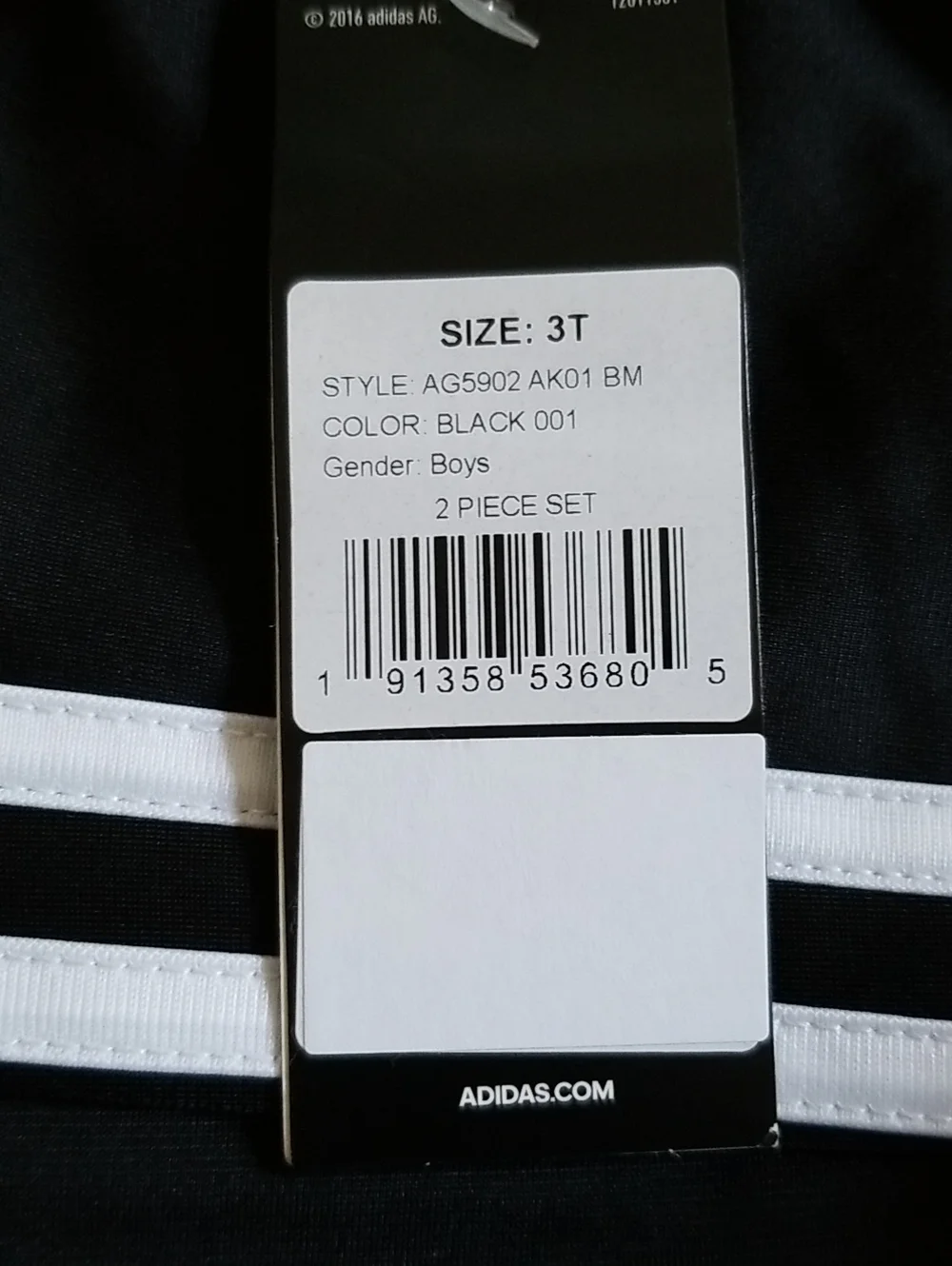 NWT adidas Black Boys Track Jacket & Pants with White Stripes